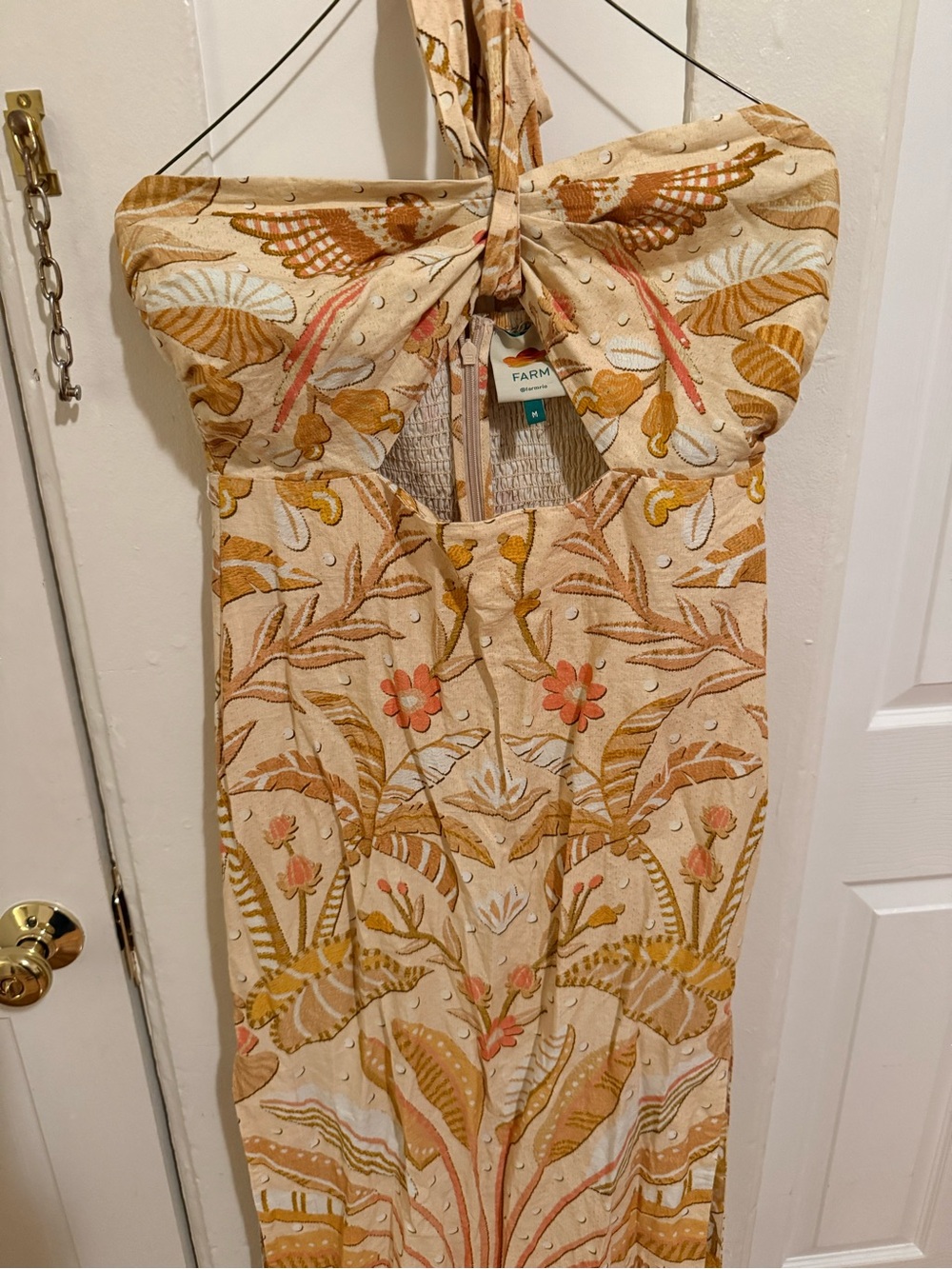 Boho Tassel Halter Cutout Maxi Dress - Yellow Floral - Picture 6 of 8